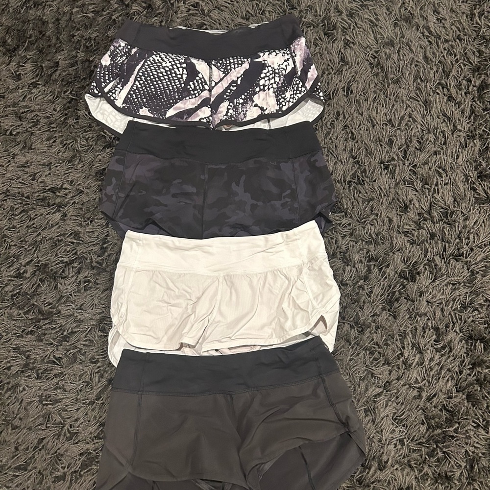 4 pair bundle of lululemon shorts in a size 6